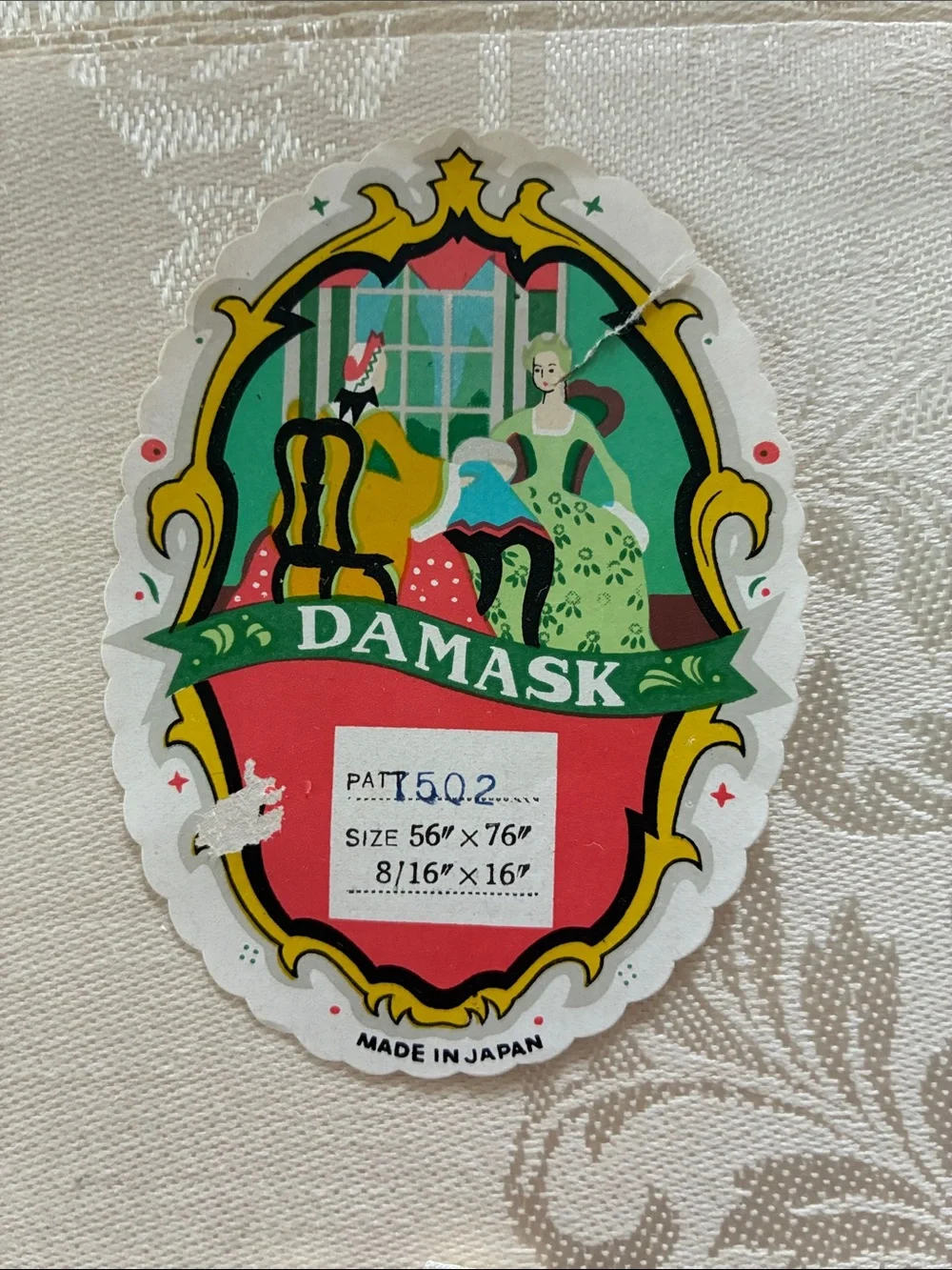 Vintage Cream Damask Table Linens Set